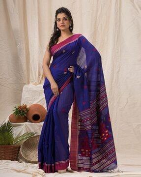 jamdani weave saree with blouse piece