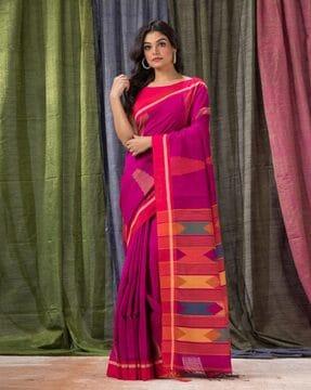 jamdani weave saree with blouse piece