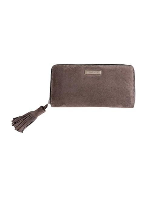 james aston daria grey leather zip around wallet for women