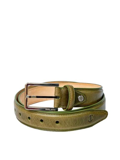 james aston olive leather waist belt for men