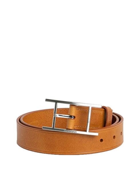 james aston tan leather waist belt for men