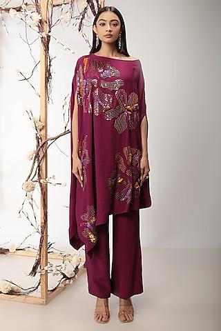 jamun embroidered asymmetrical kurta set