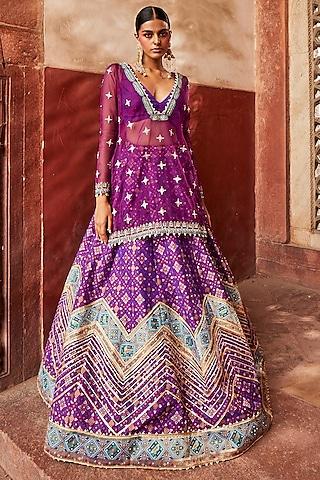 jamuni woven silk embellished lehenga set