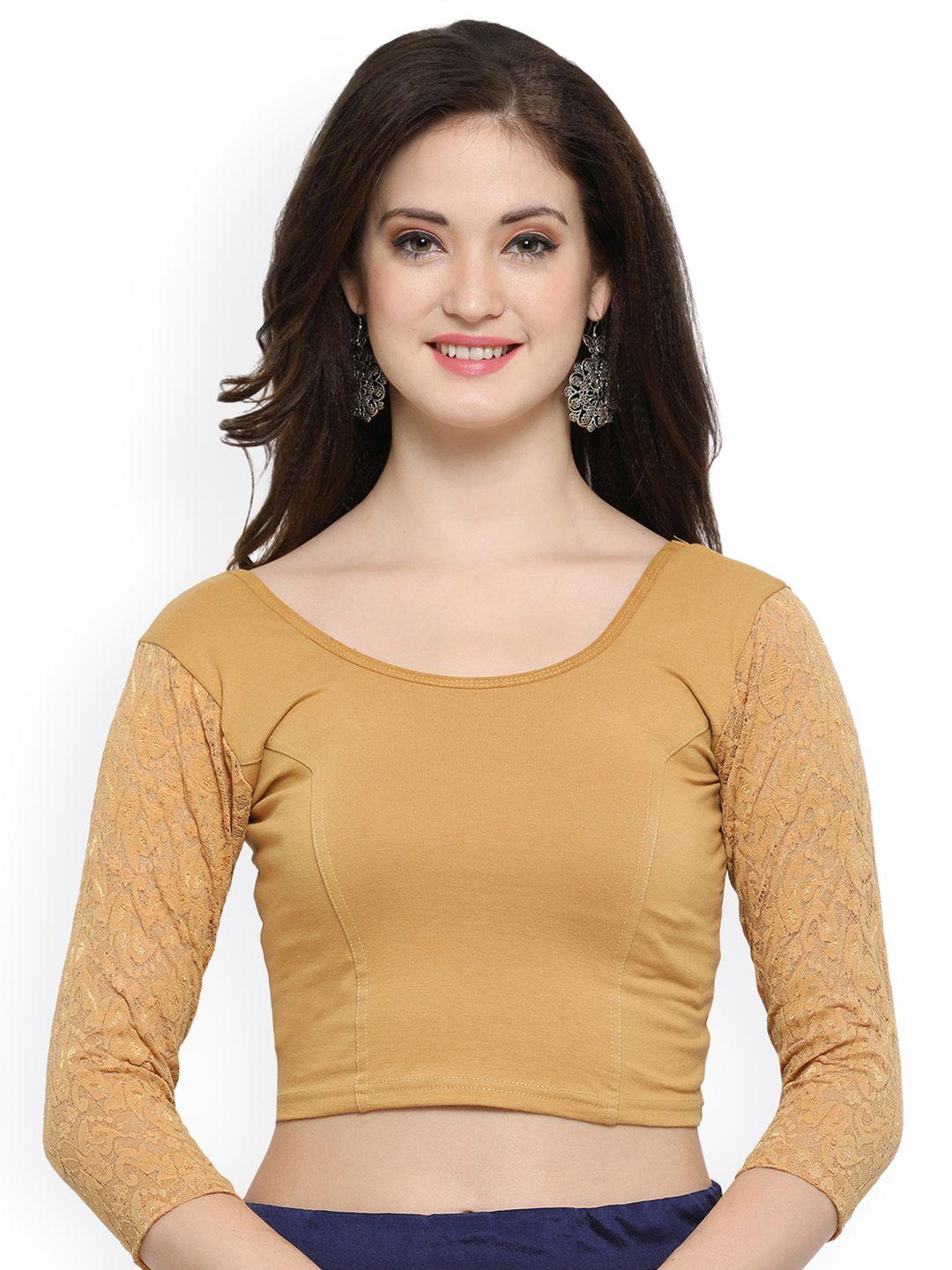 janasya beige solid saree blouse