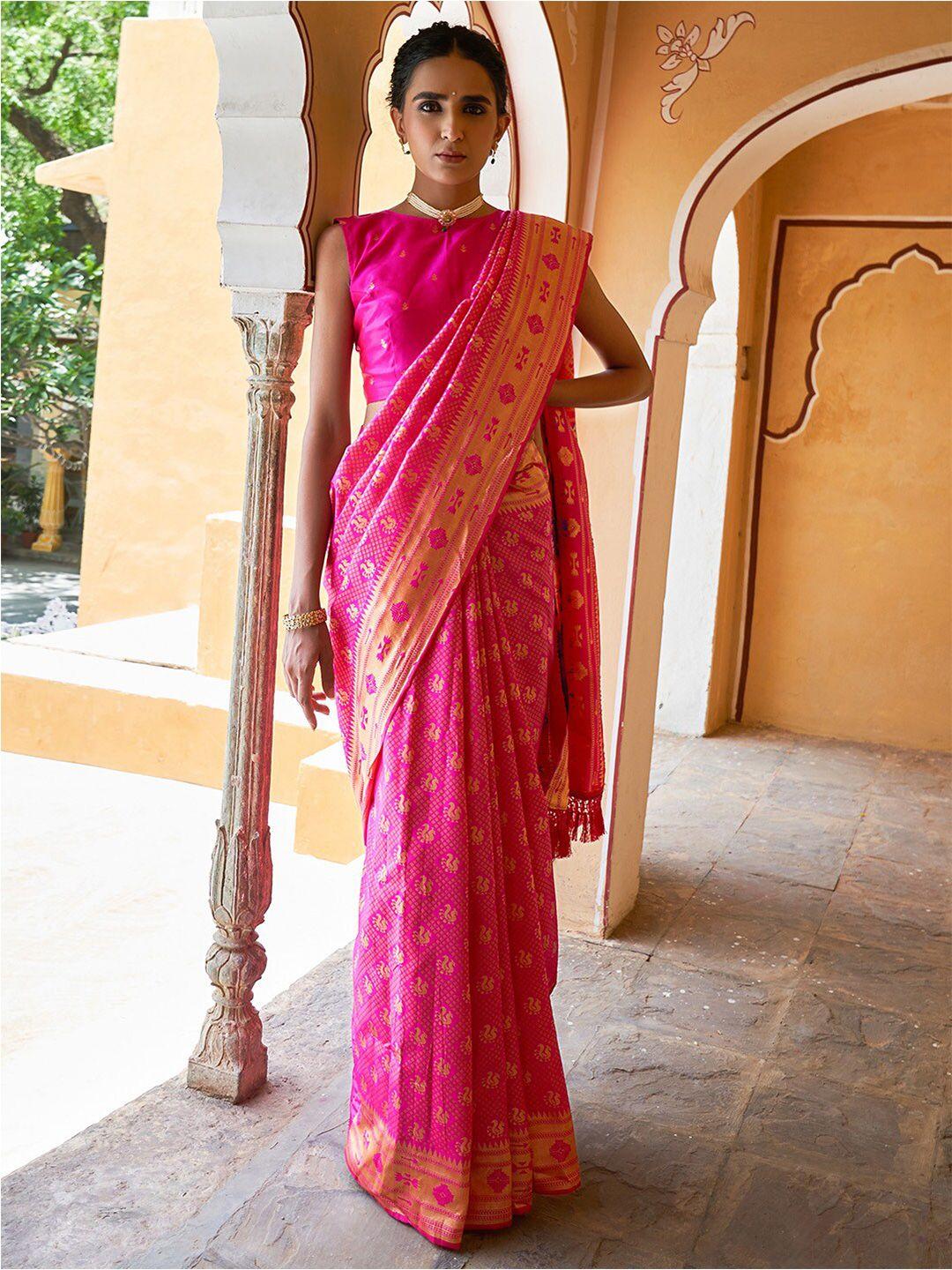 janasya ethnic motifs woven design zari paithani saree