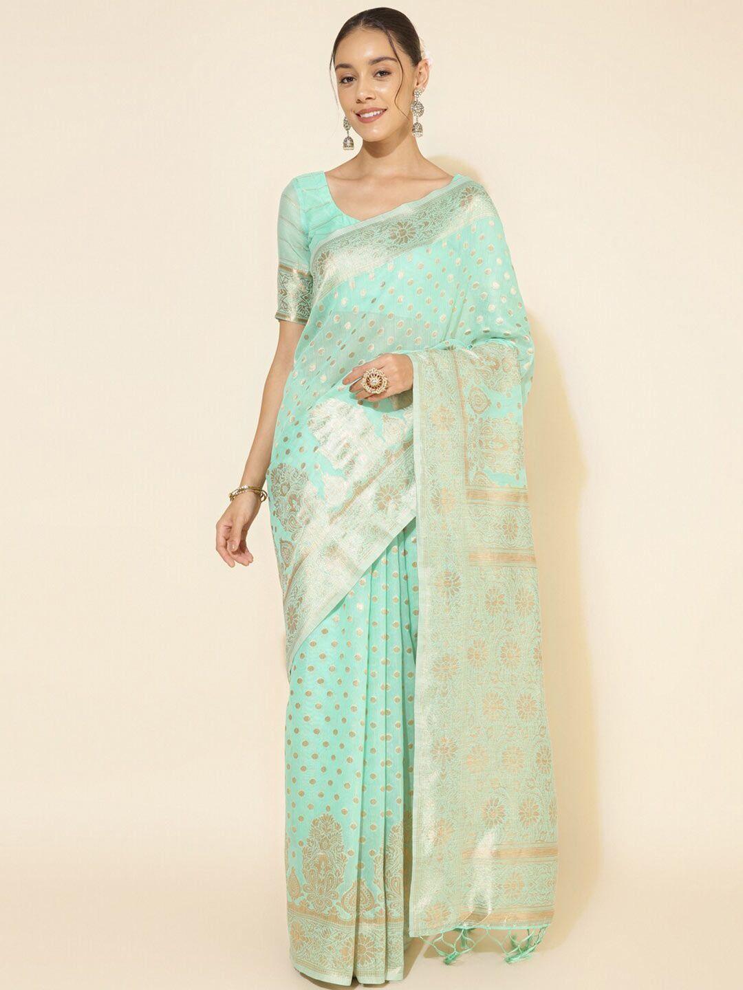 janasya polka woven design pure silk chanderi saree