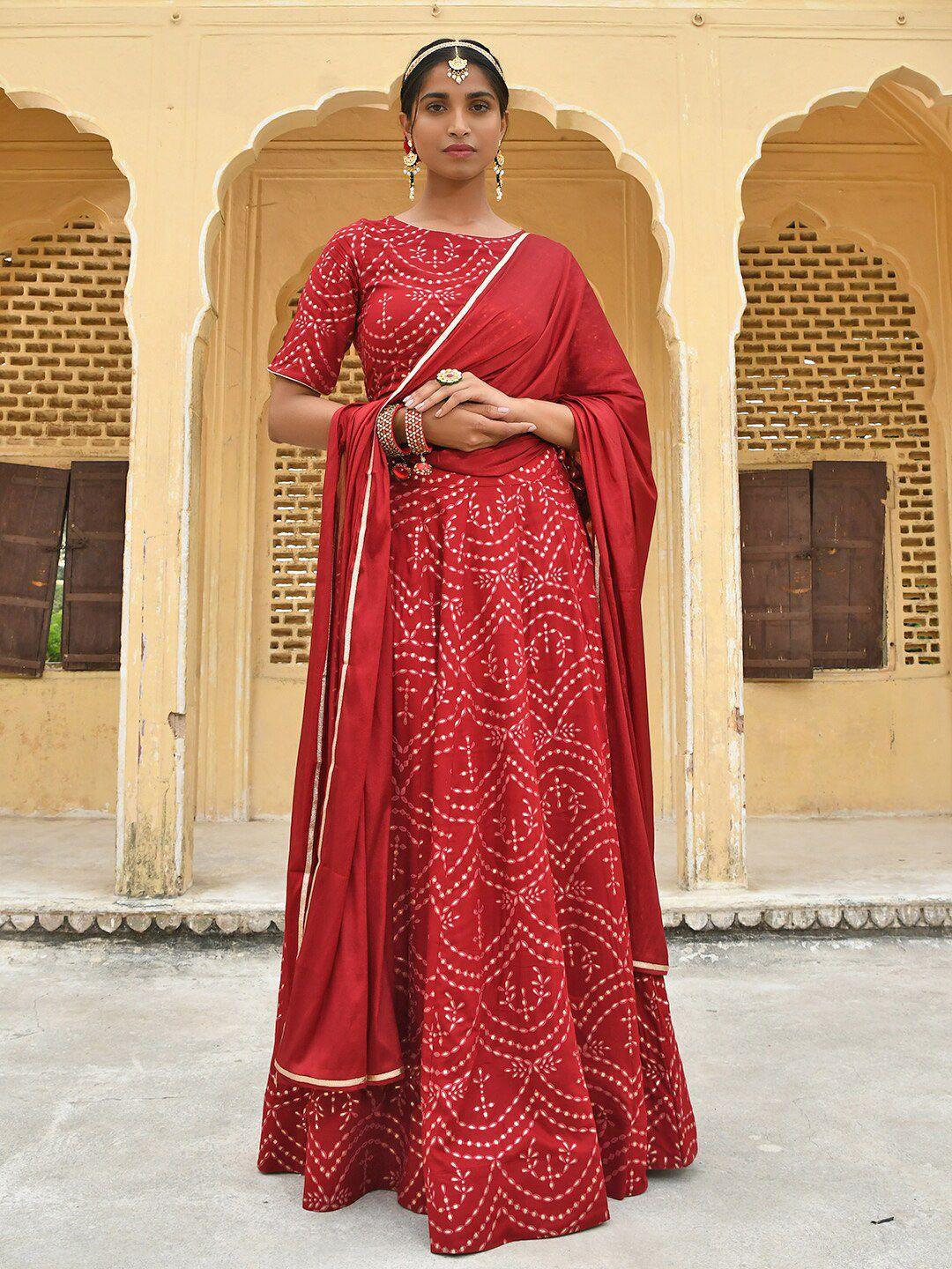 janasya women maroon rayon ethnic motifs foil print lehenga choli with dupatta