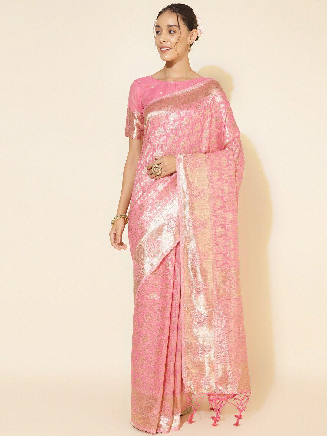 janasya woven design zari pure silk chanderi saree