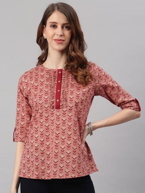 janasya coral printed top