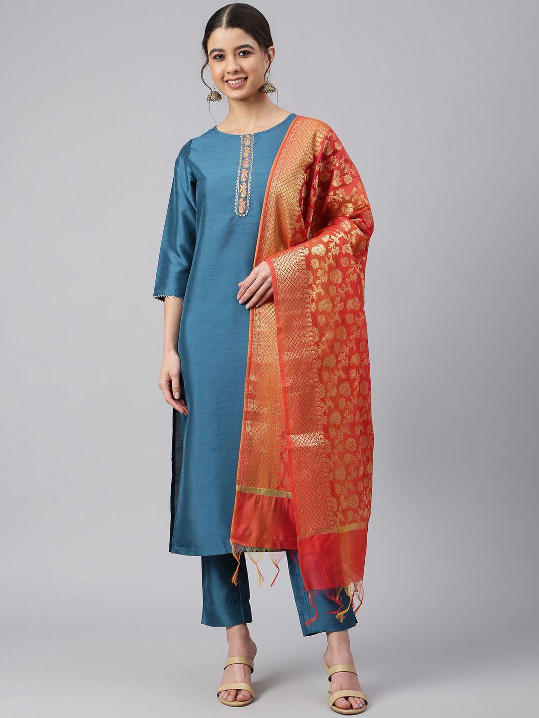 janasya embellished kurta with trousers