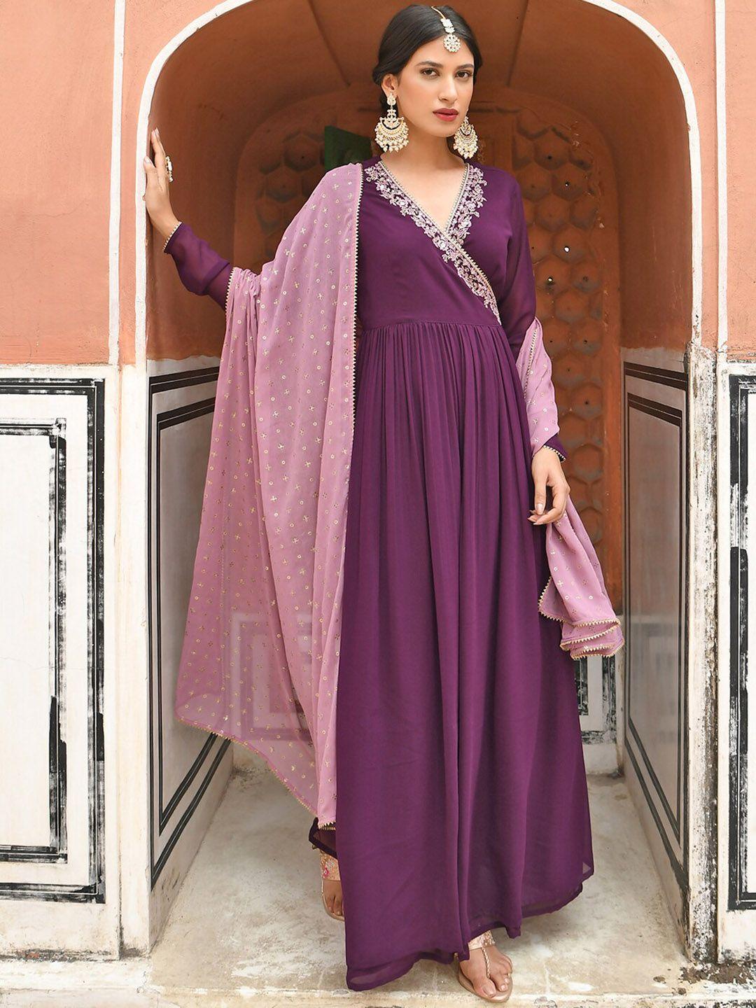 janasya ethnic motifs embroidered kurta with dupatta