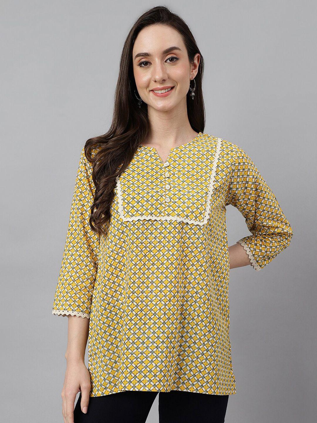 janasya ethnic motifs printed regular cotton top