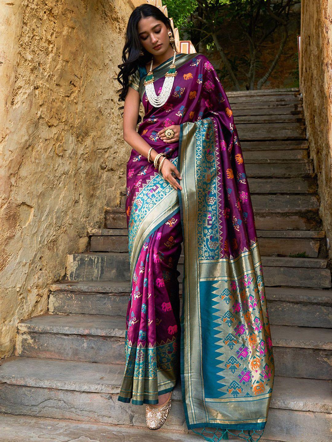 janasya ethnic motifs woven design zari silk cotton patola saree