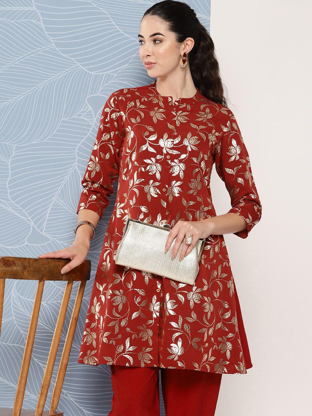 janasya floral printed kurti with dhoti pants