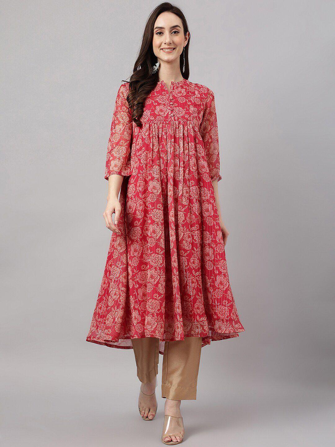 janasya floral printed notch neck anarkali kurta