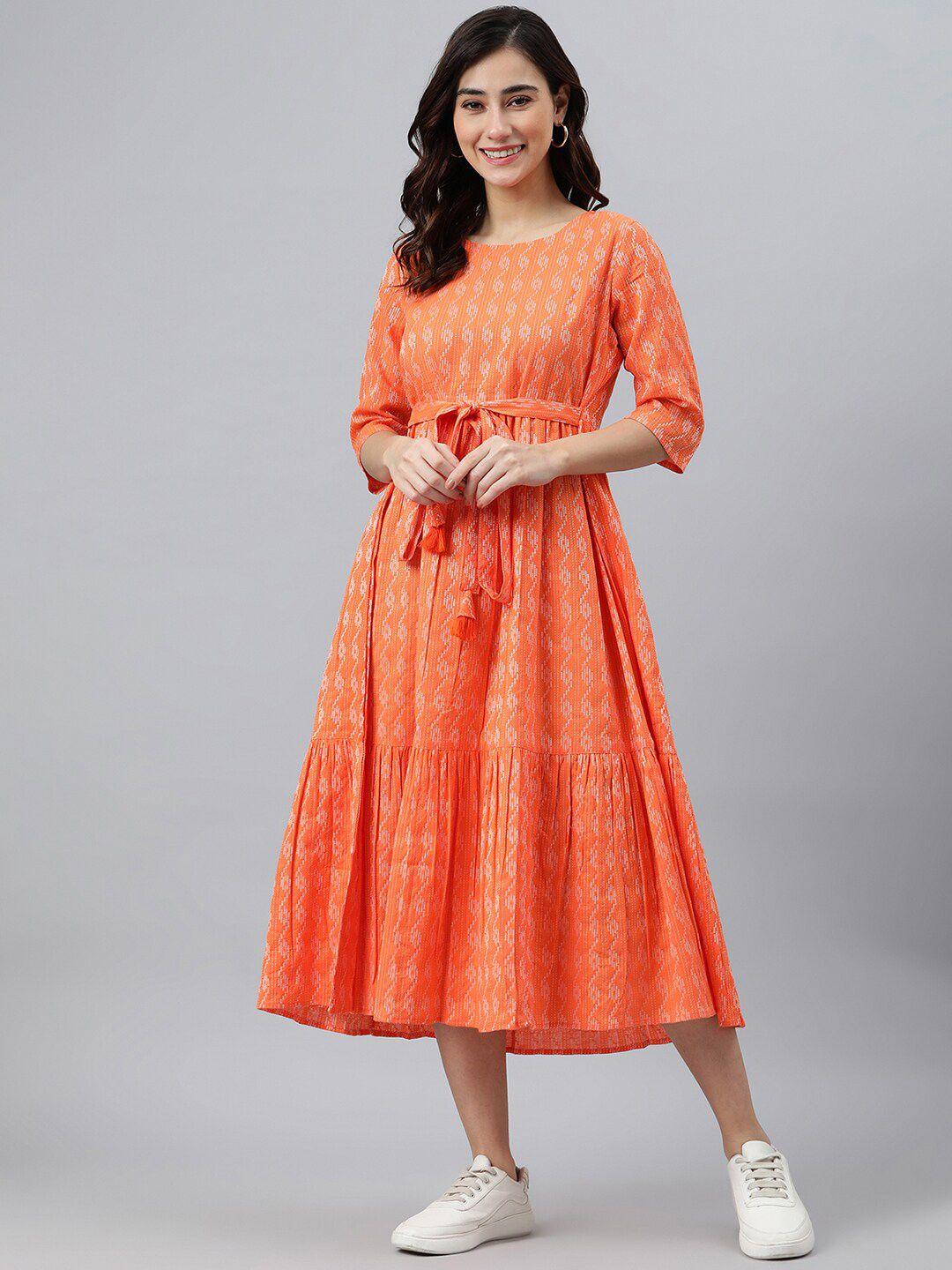 janasya orange & white midi dress