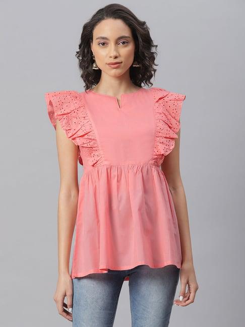 janasya pink embroidered top