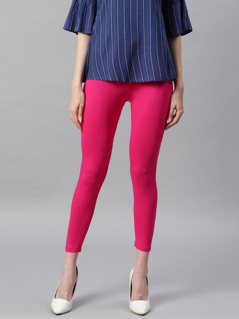janasya pink regular fit leggings