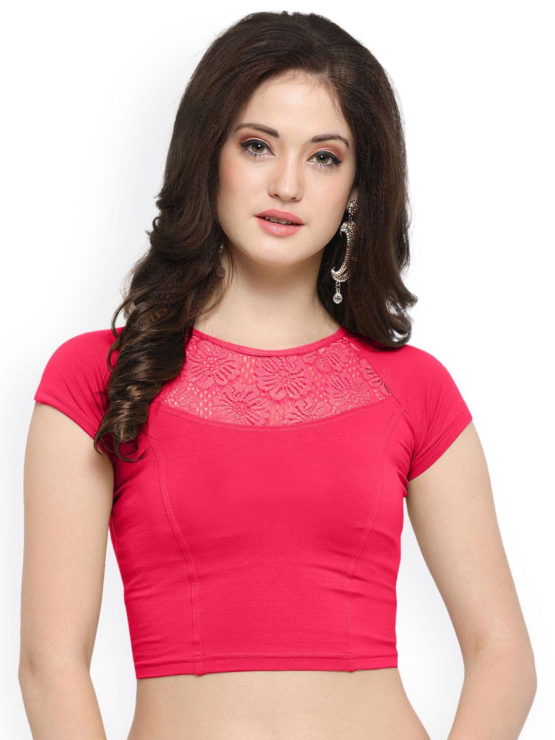 janasya pink solid saree blouse