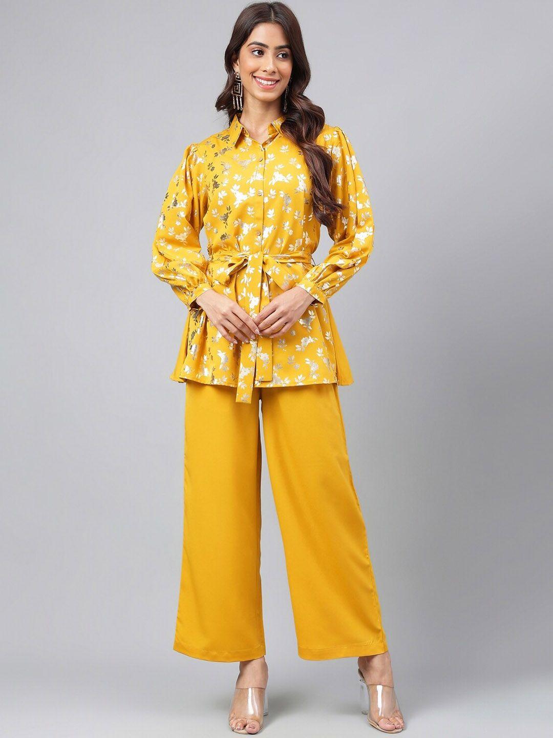 janasya printed shirt with palazzo