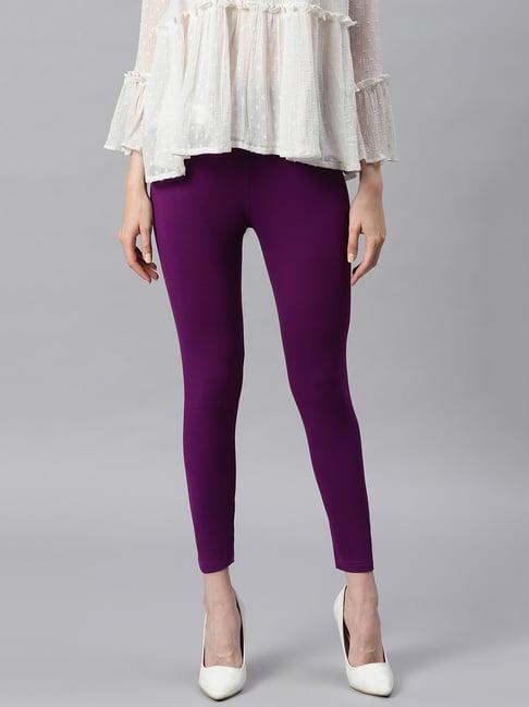 janasya purple regular fit leggings