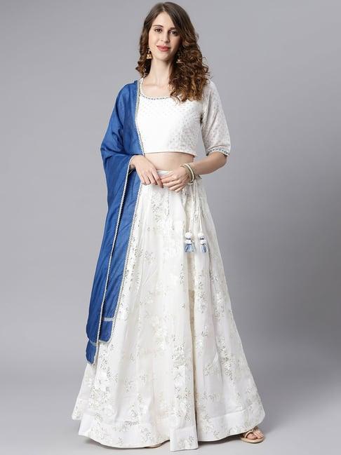 janasya white printed lehenga set