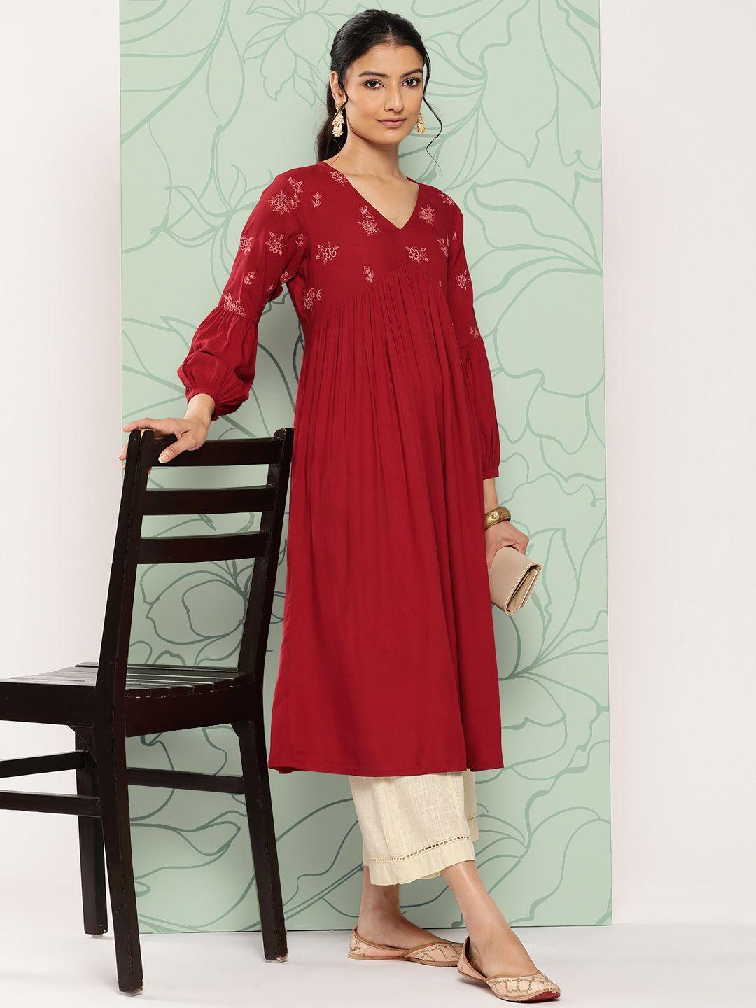 janasya women floral a-line kurta