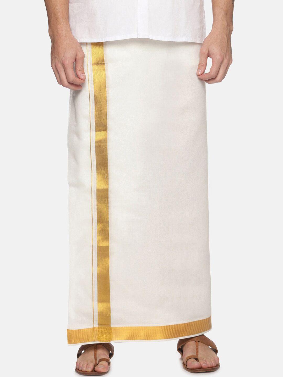 jansons men cotton dhoti with zari border