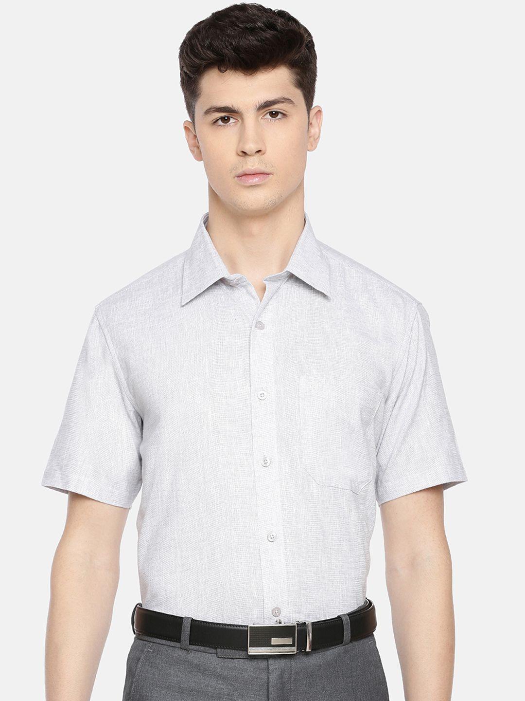 jansons men grey regular fit solid formal shirt