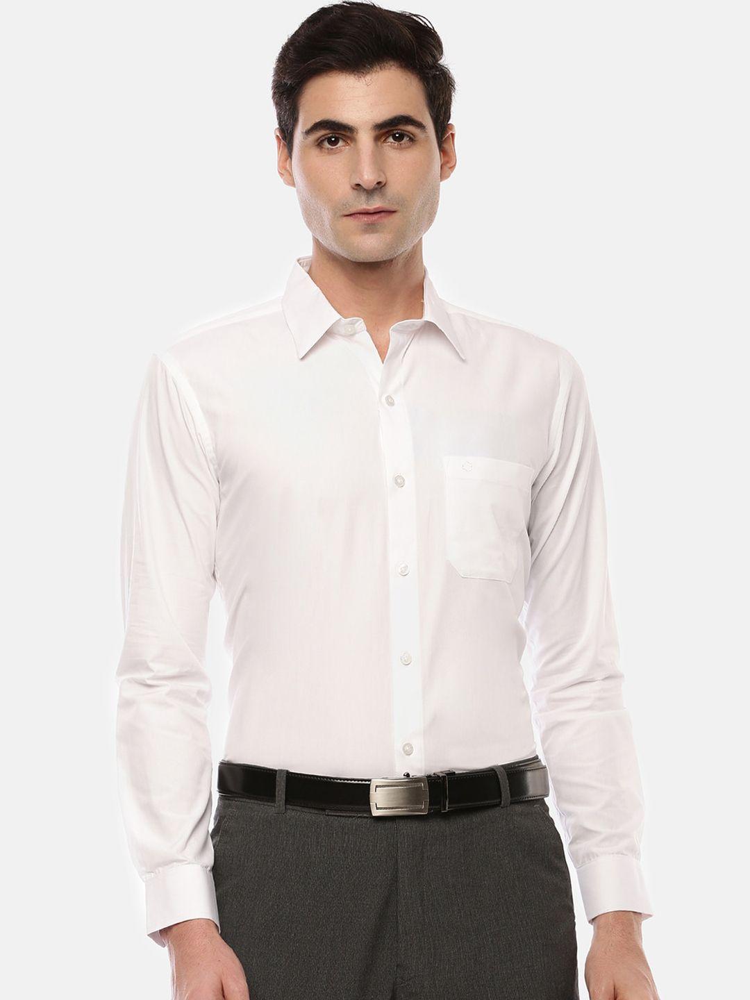 jansons men white regular fit solid formal shirt