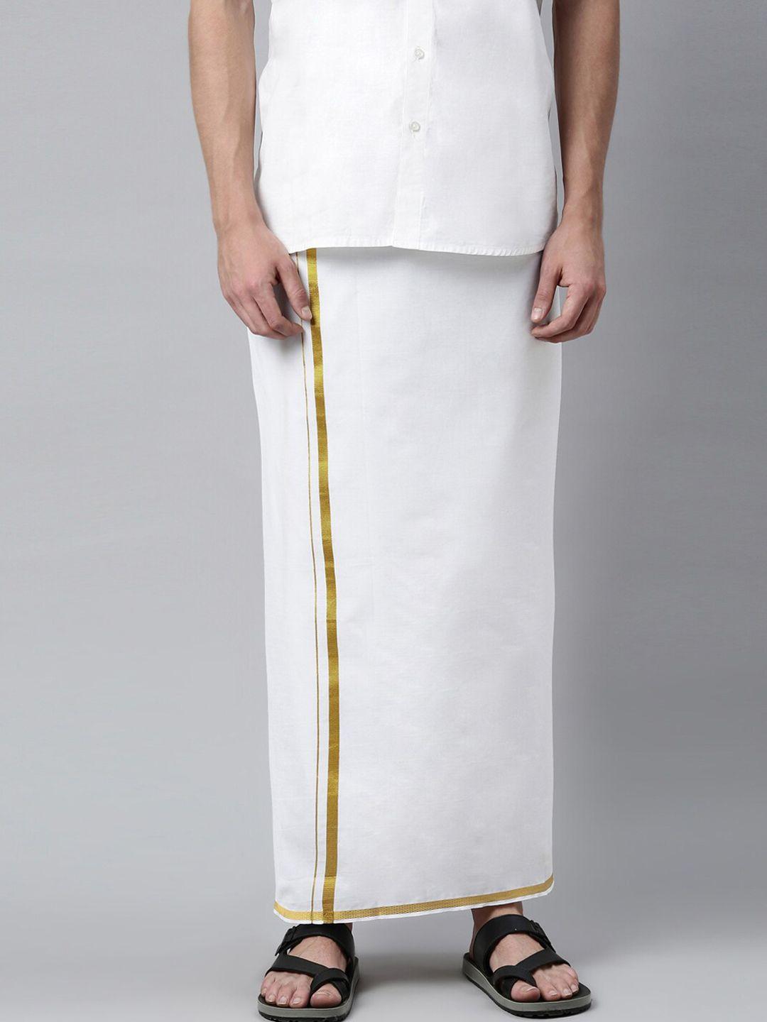 jansons men white solid cotton dhoti