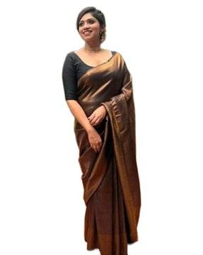jaquard saree with contrast woven border