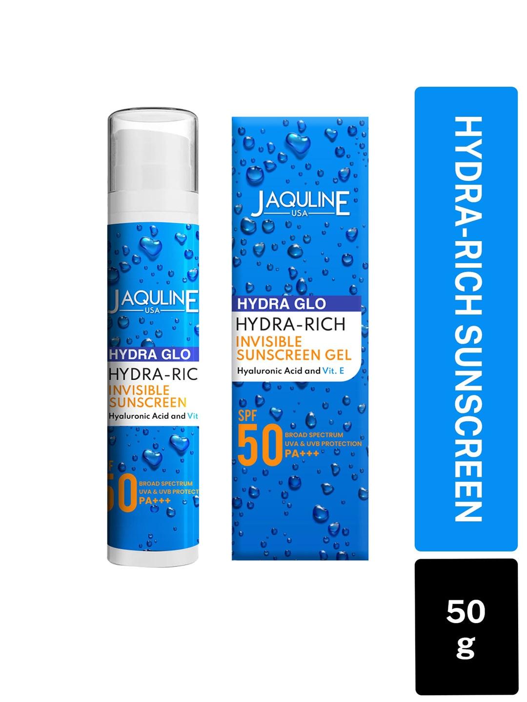 jaquline usa hydra glo spf 50 pa+++ hydra-rich invisible sunscreen - 50g