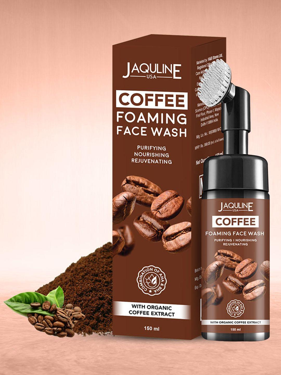 jaquline usa coffee foaming sulfate-free face wash with aha & bha - 150 ml