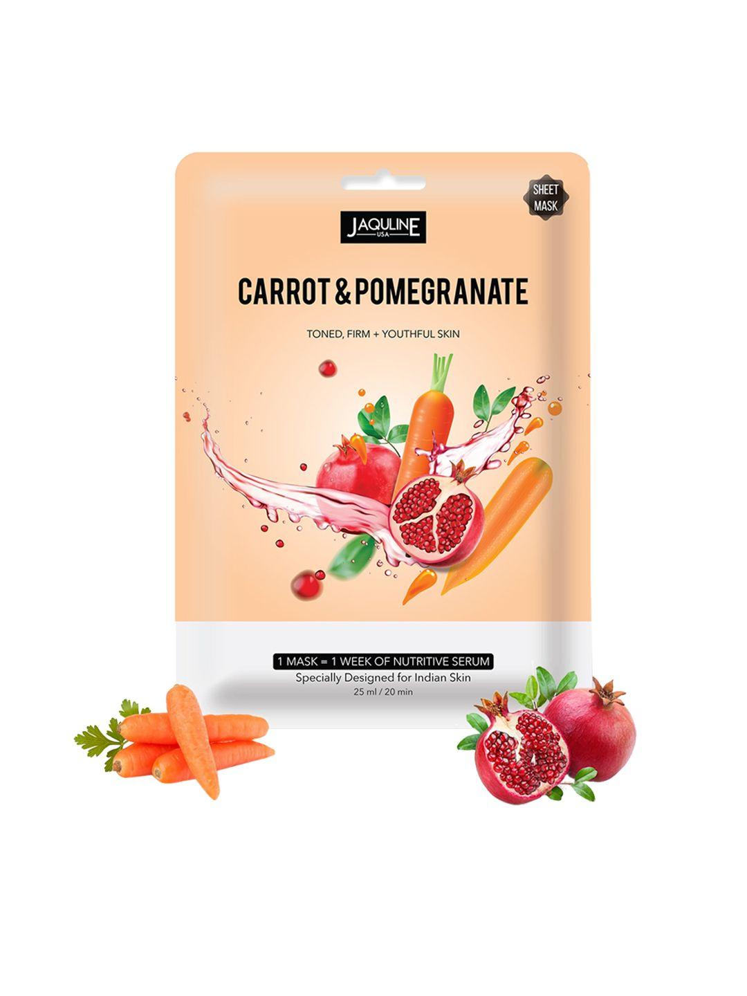 jaquline usa women pack of 3 carrot & pomegranate sheet masks 75 ml