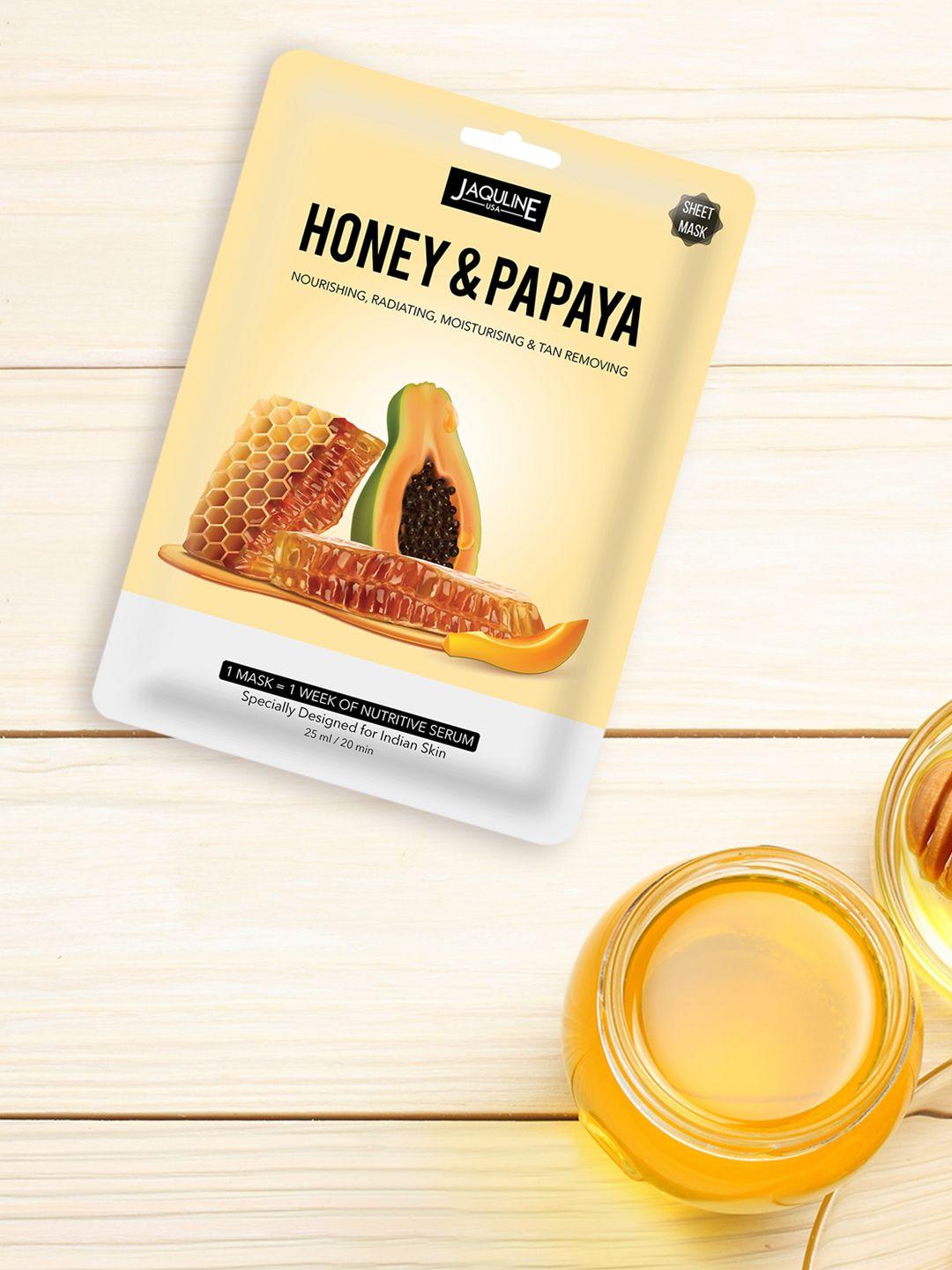 jaquline usa women pack of 3 honey & papaya sheet masks 75 ml
