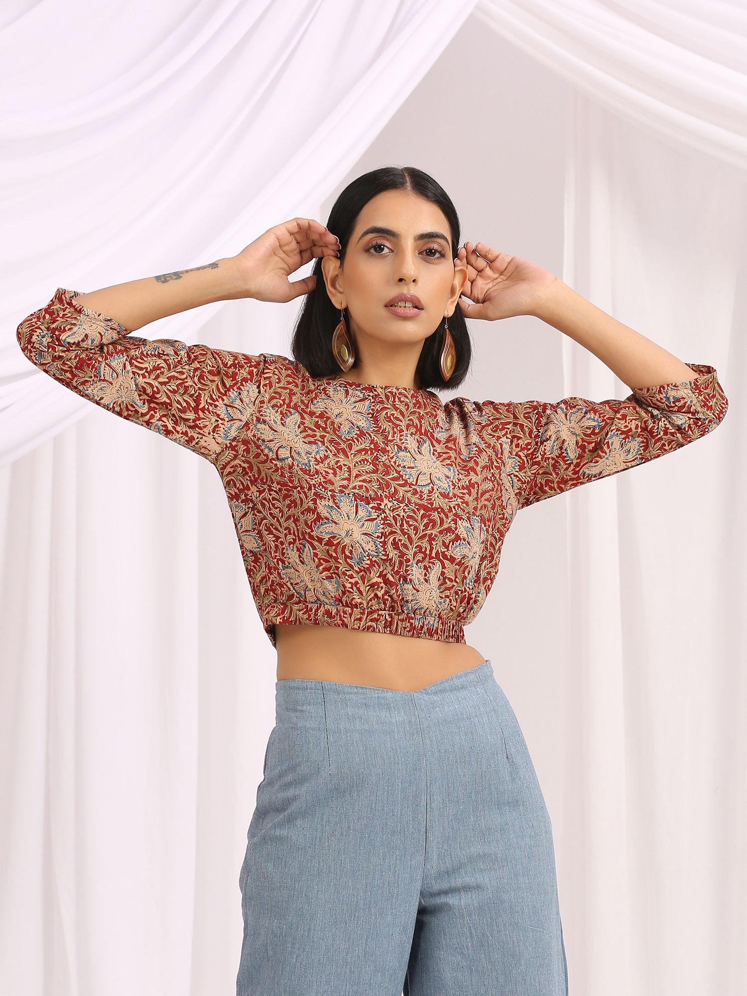 jashan hand block printed kalamkari short top