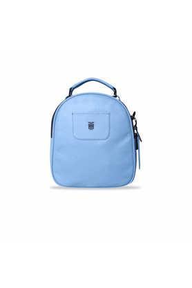 jasper pu zipper closure casual backpack - sky blue