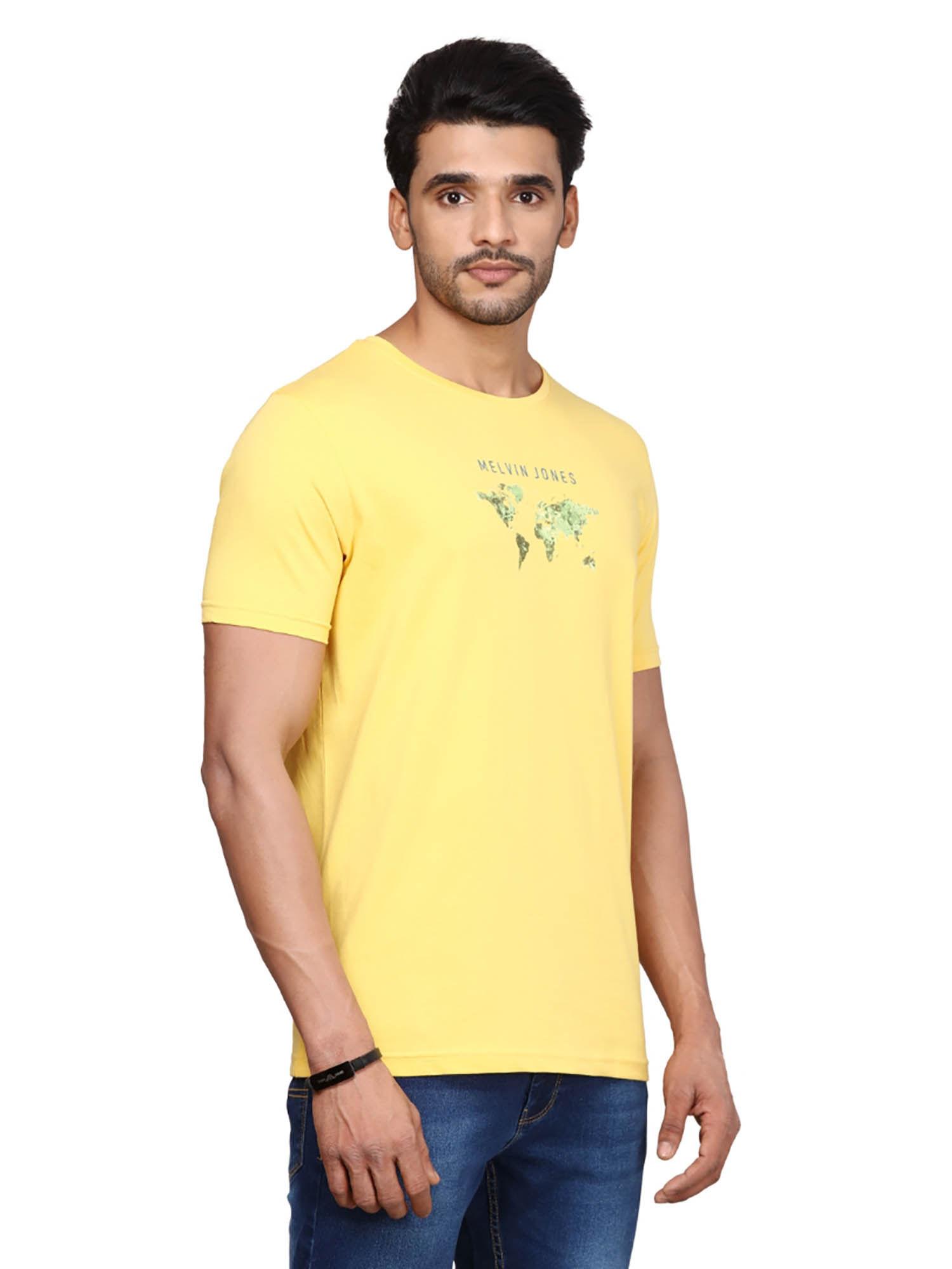 jasper yellow cotton round neck t-shirt