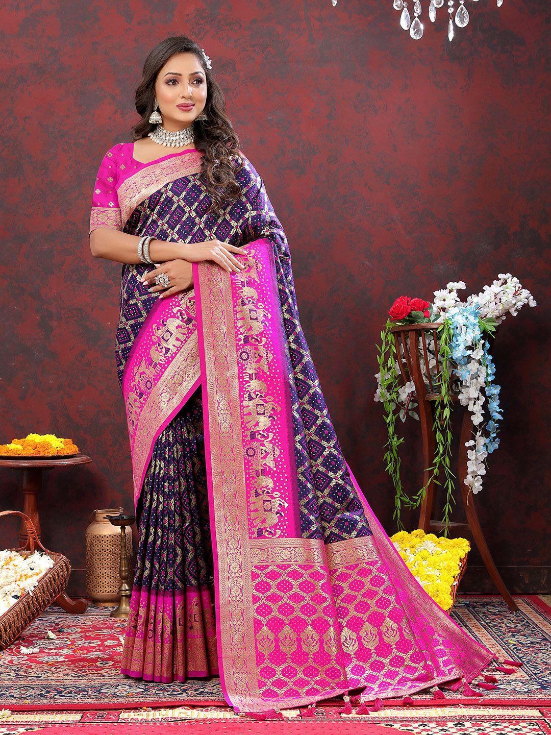 jatriqq floral woven design zari art silk patola saree
