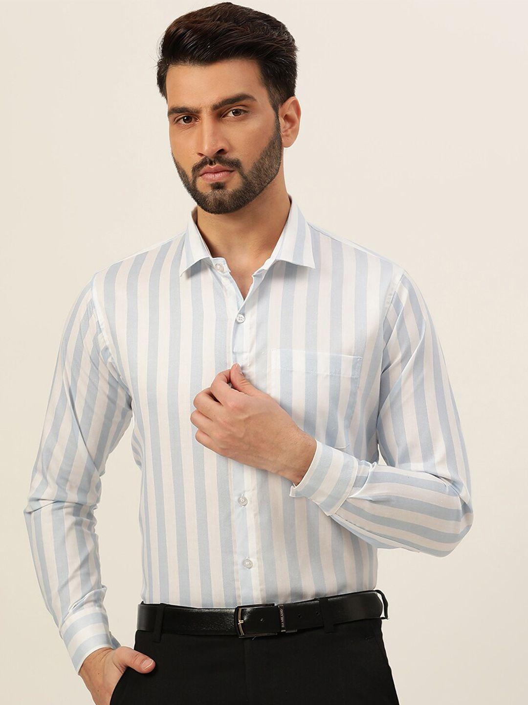 javinishka classic slim fit striped pure cotton formal shirt