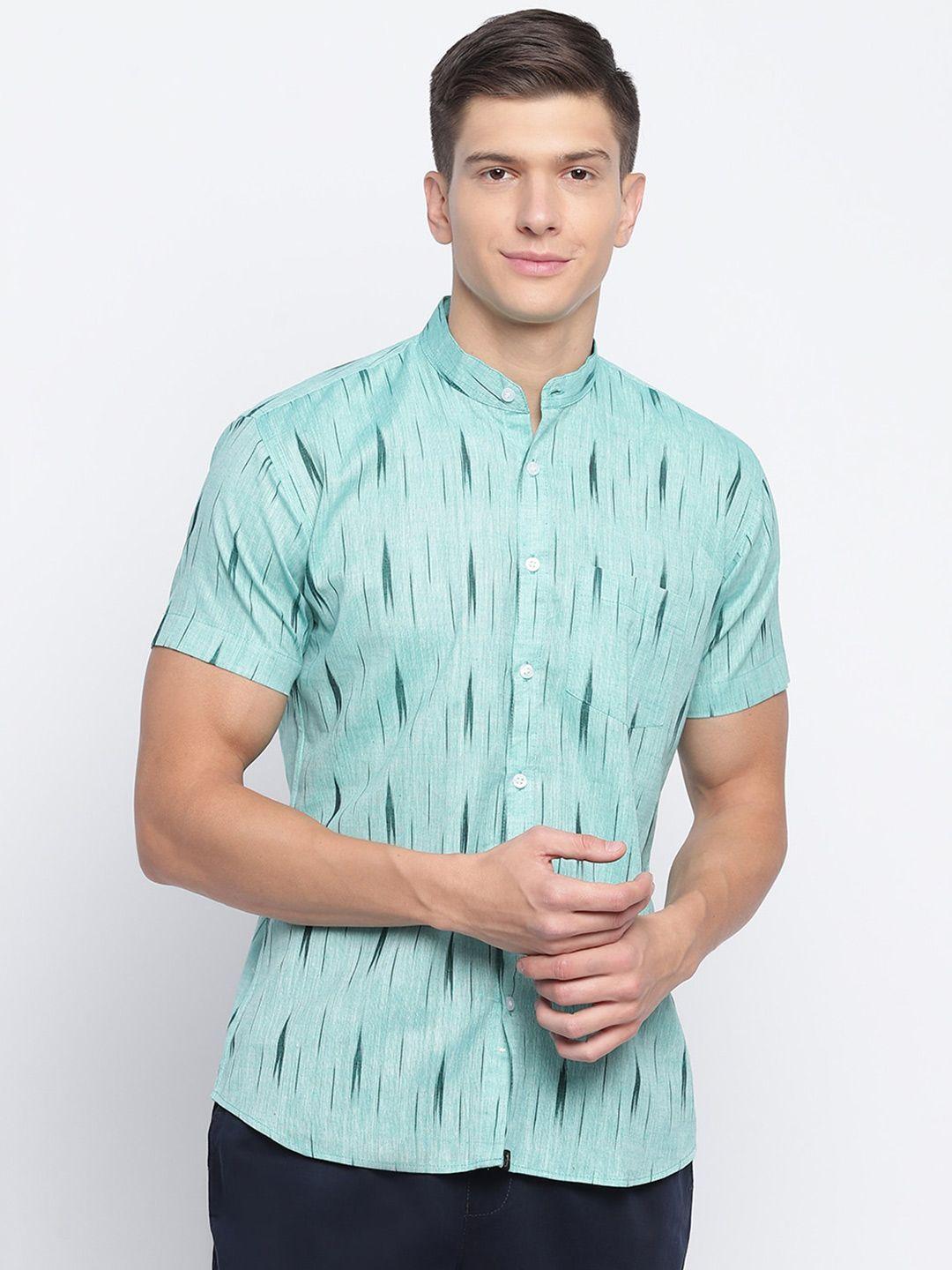 javinishka geometric printed cotton classic slim fit opaque casual shirt