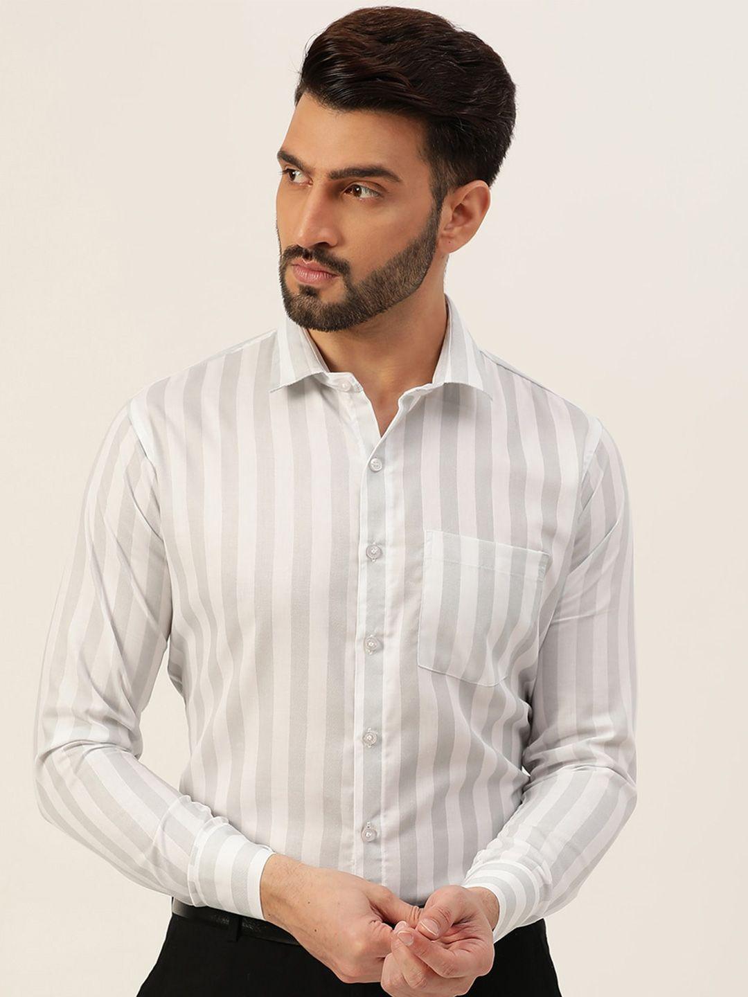 javinishka striped cotton classic slim fit opaque formal shirt