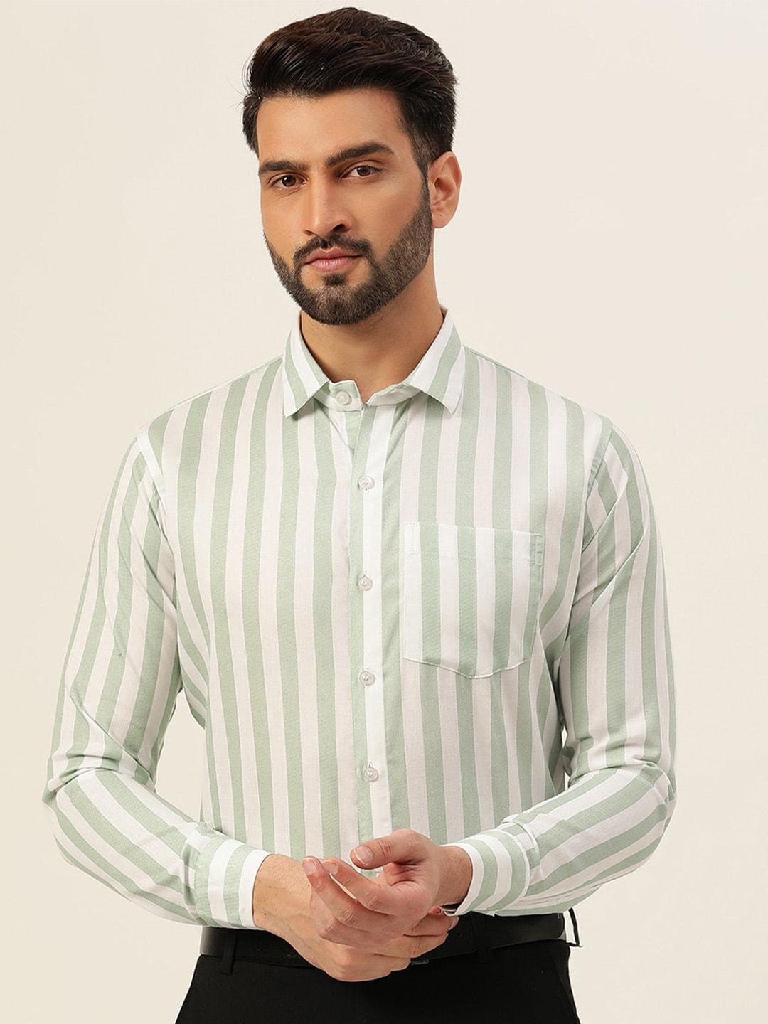 javinishka striped cotton classic slim fit opaque formal shirt