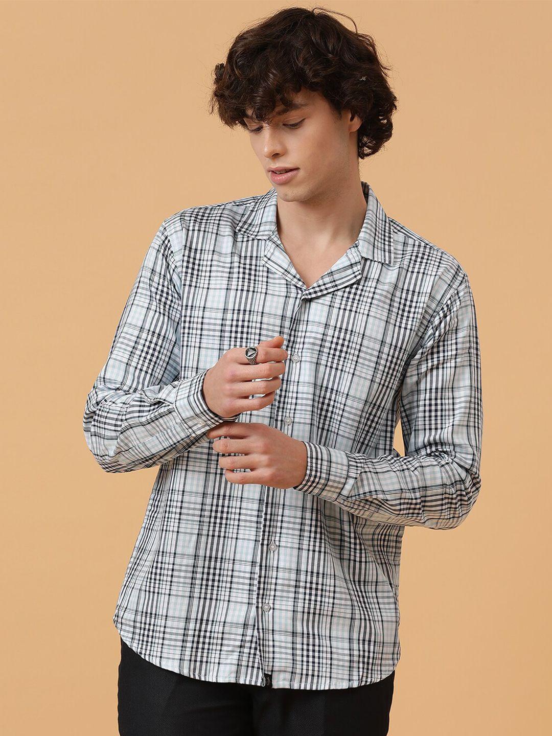 javinishka comfort checked cuban collar pure cotton casual shirt