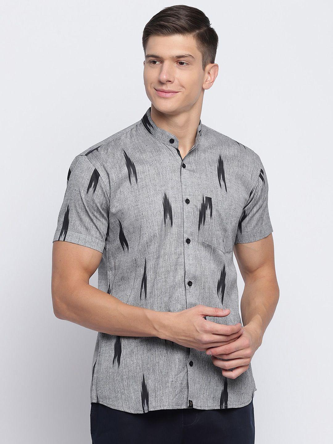 javinishka geometric printed cotton classic slim fit opaque casual shirt