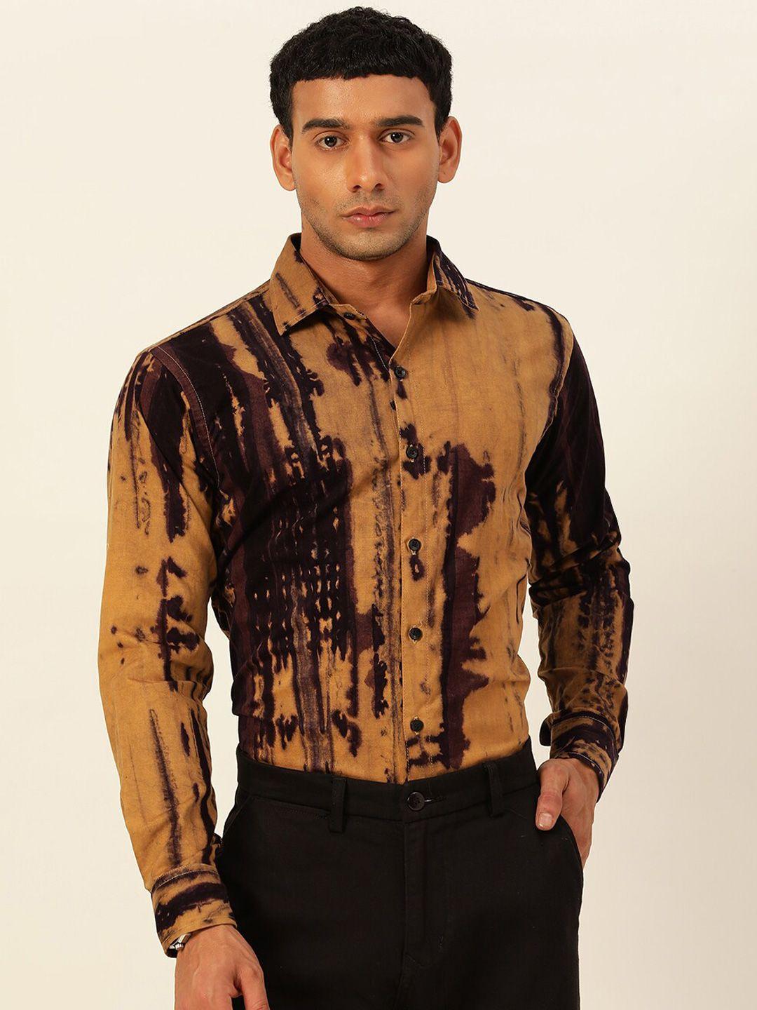 javinishka tie & dye printed classic slim fit opaque cotton casual shirt