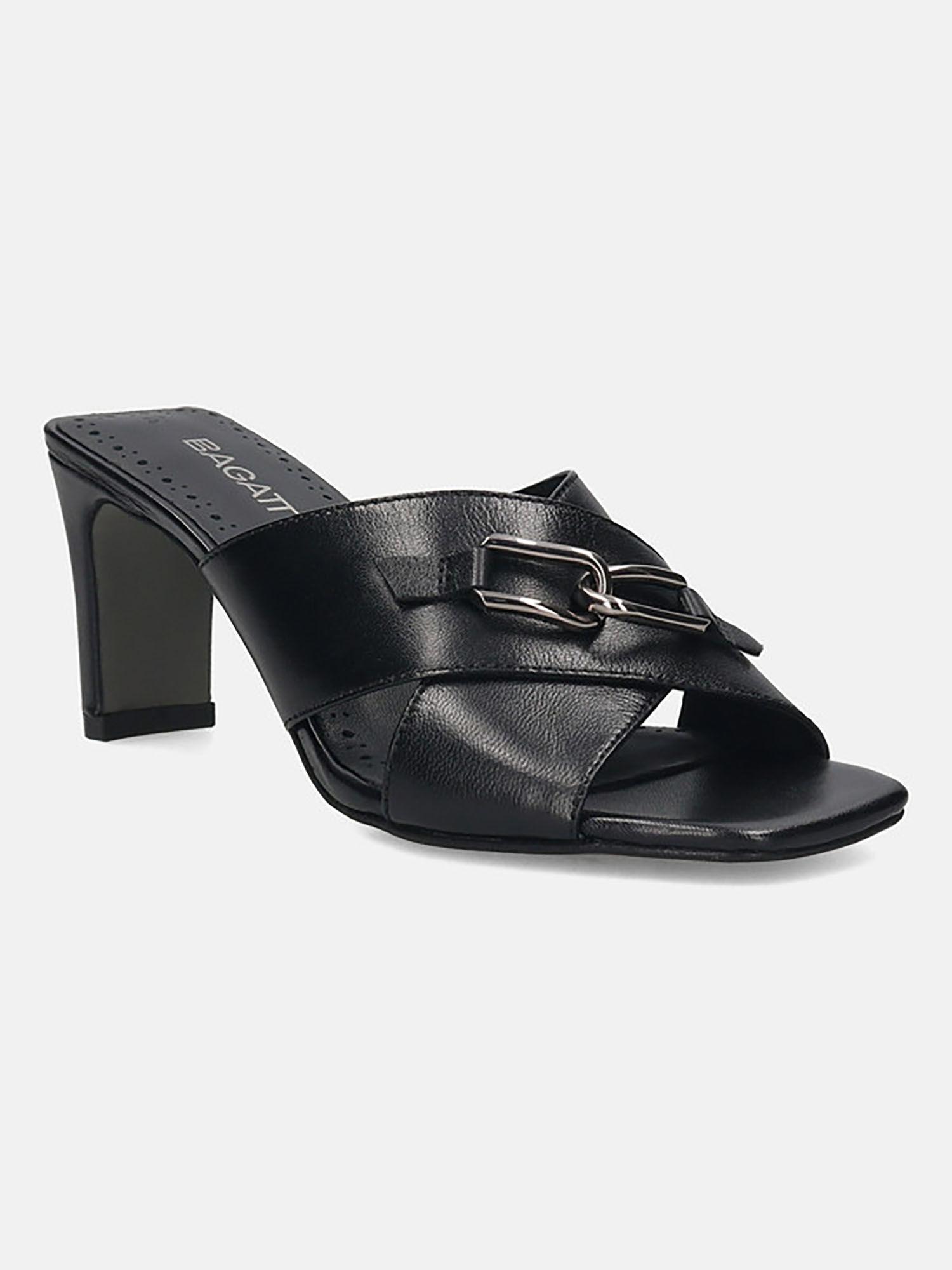 jaya black leather women's sandals