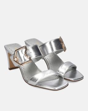 jaya leather chunky-heeled sandals with buckle accent