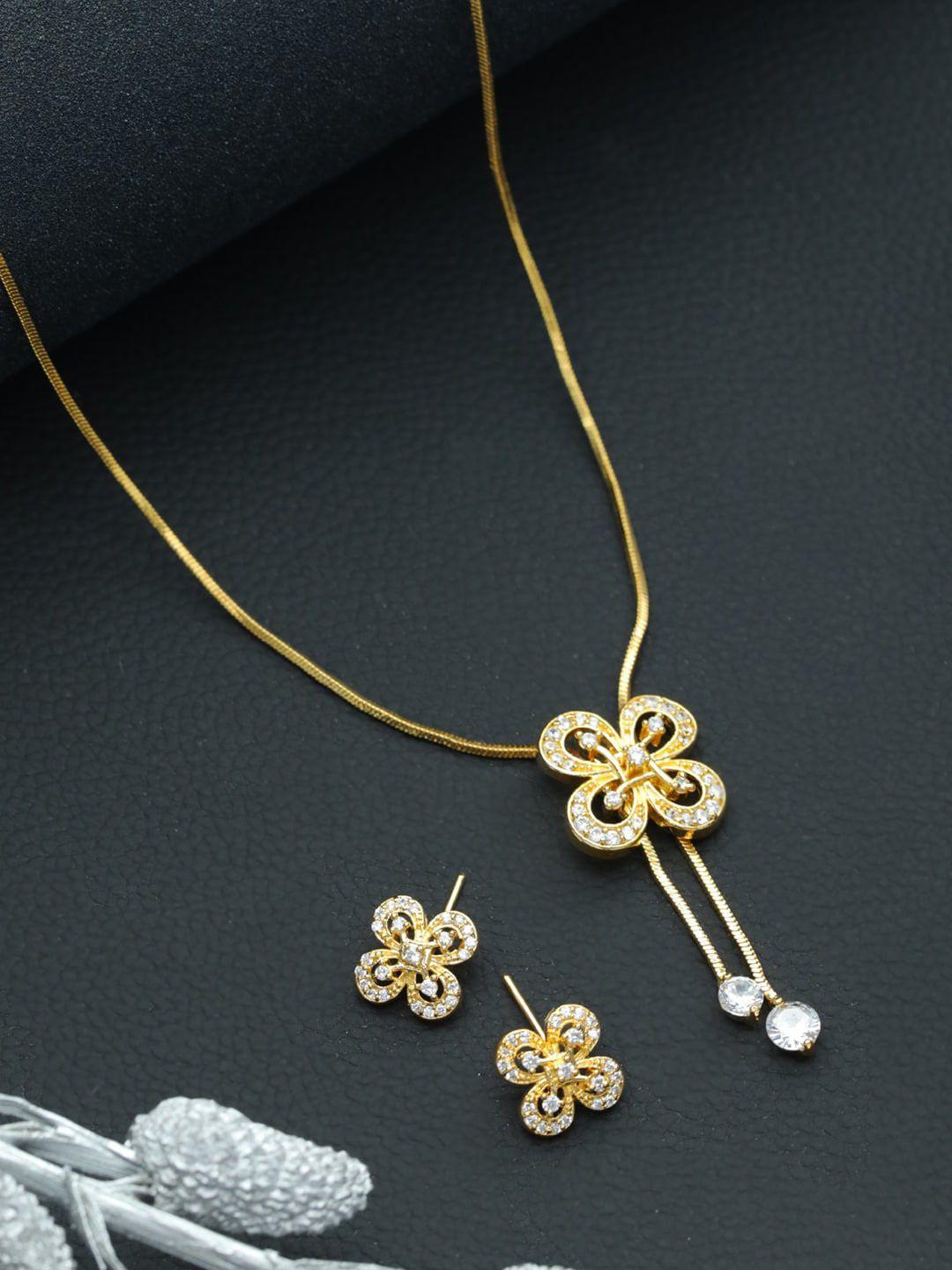 jazz and sizzle gold-plated & white ad studded jewellery set